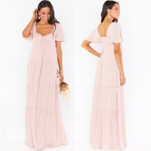 show me your mumu nicole maxi dress dusty blush pink chiffon women medium